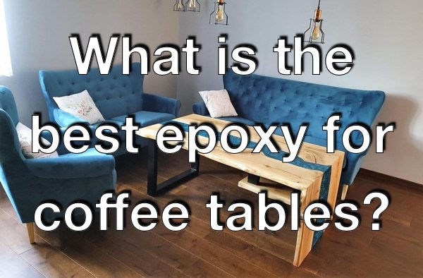 A photo of an epoxy coffee table with a blue-pigmented river vein. It's surrounded by various seating furniture.