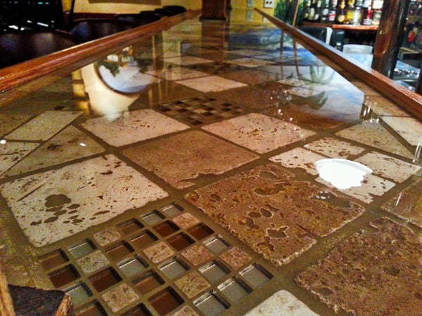 A tile countertop with a coating of premium UltraClear Bar Top Epoxy