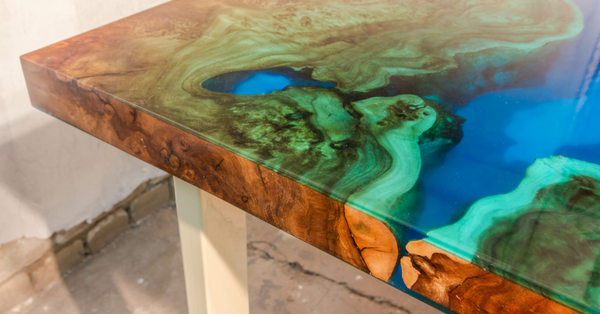An epoxy river table
