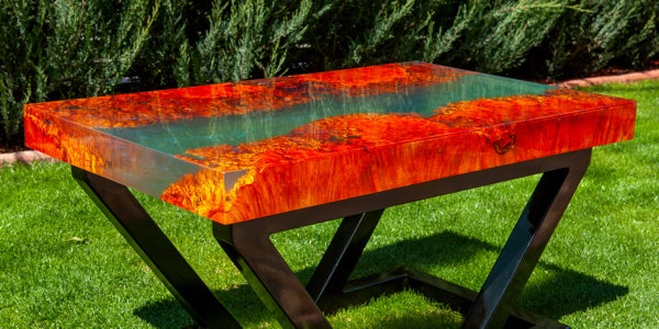 An epoxy table top that required all three epoxy coat types