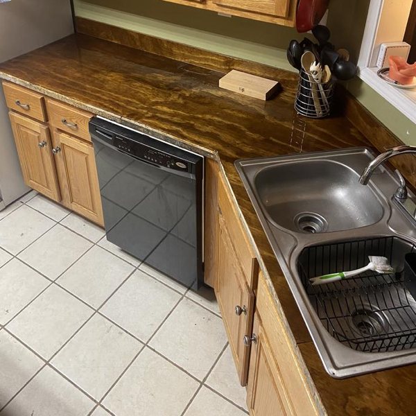 An epoxy kitchen countertop.