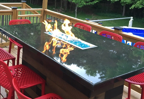 An epoxy fire bar top