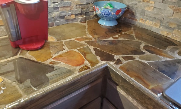 A stone epoxy countertop