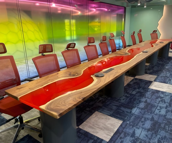 Red Epoxy River Desk