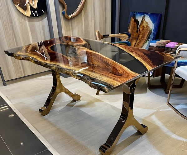 Black and Wood River Table
