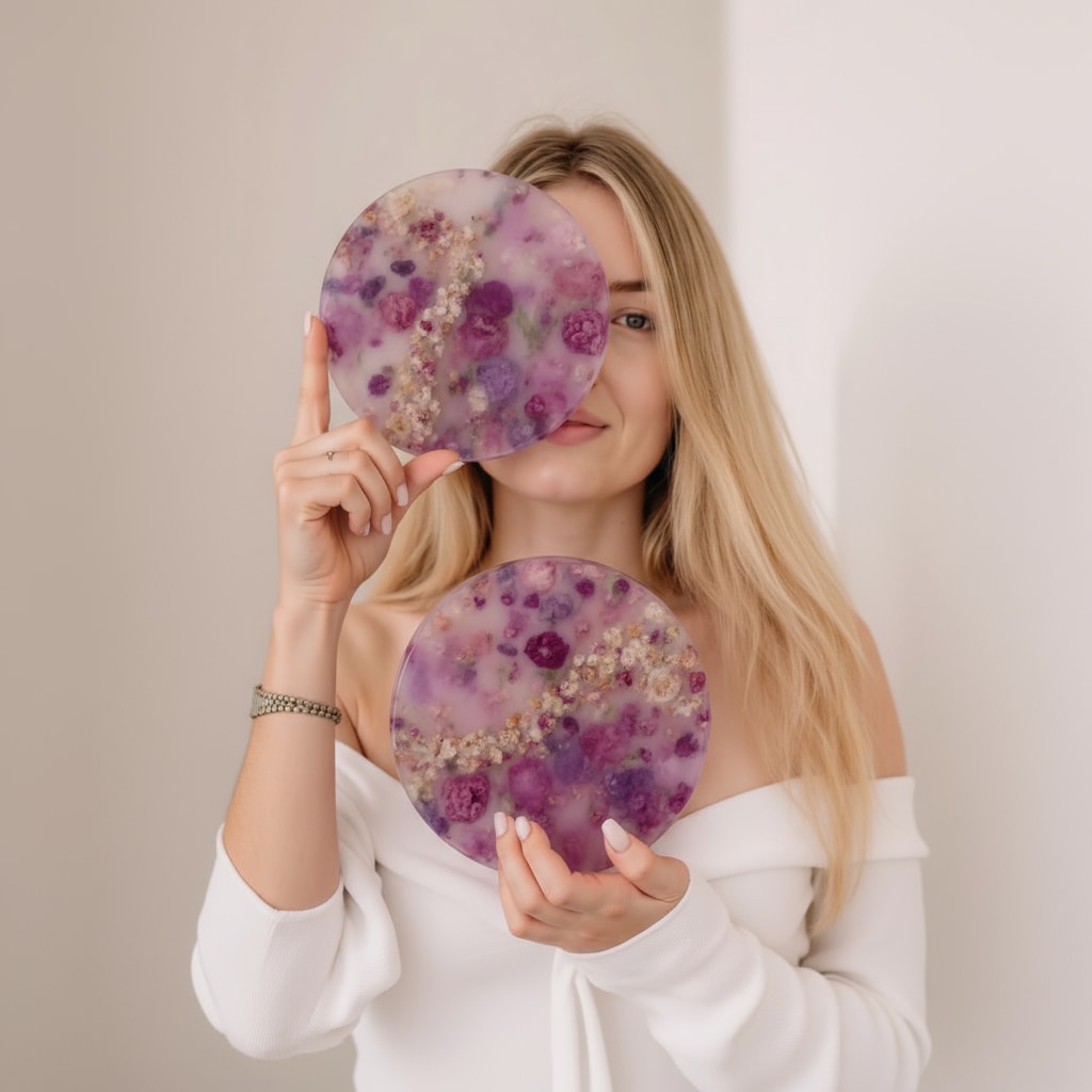 Floral epoxy resin coasters