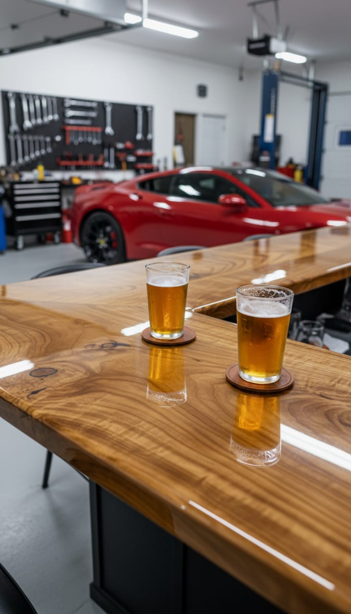 Wood Epoxy Garage Bar Top