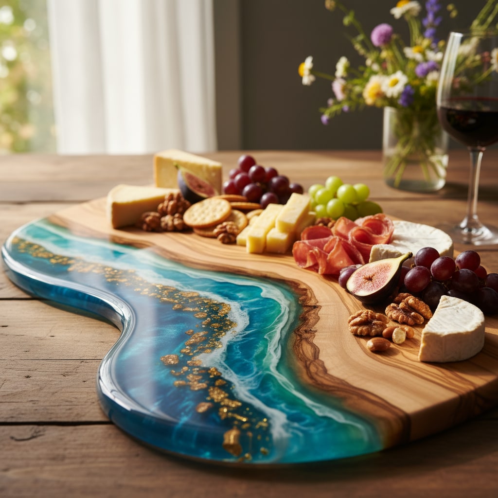 Ocean epoxy charcuterie board