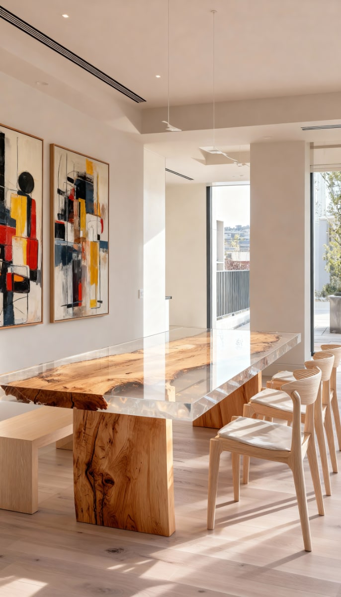 Clear epoxy dining table modern