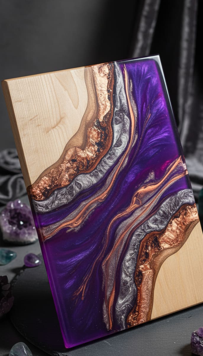 Purple and copper epoxy charcuterie board