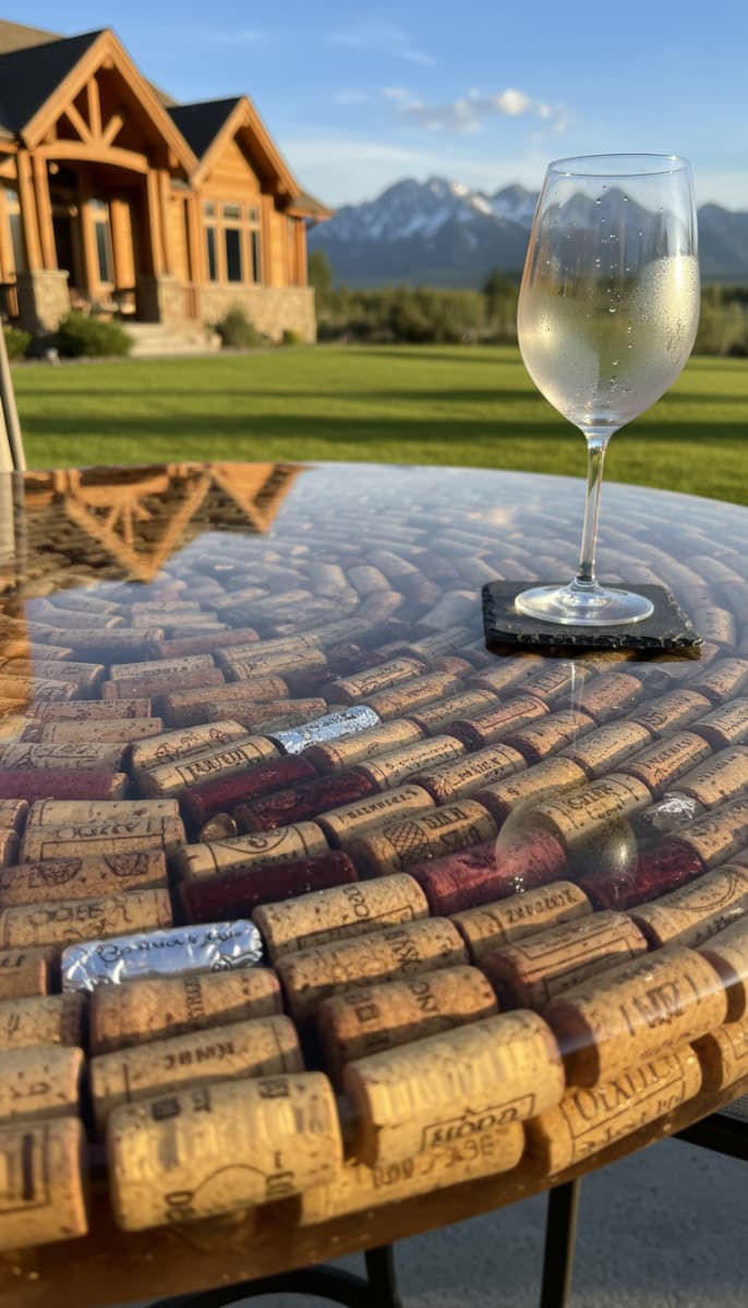 Epoxy cork patio table