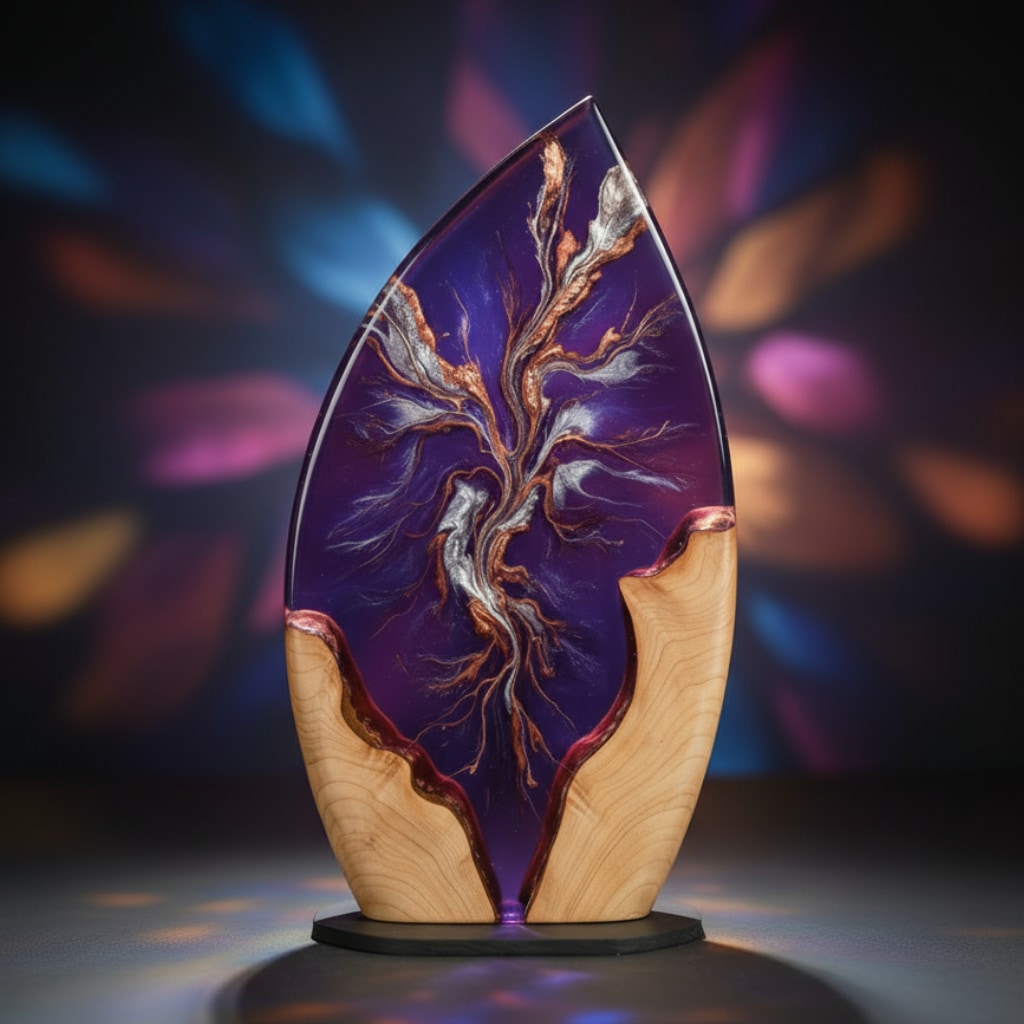 Purple Epoxy Art Sculpture