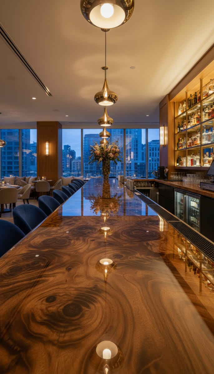 Luxury walnut epoxy bar