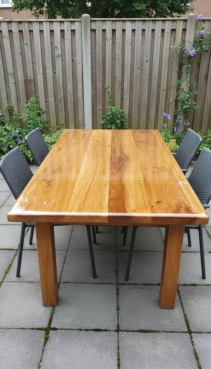 Clear wood epoxy table