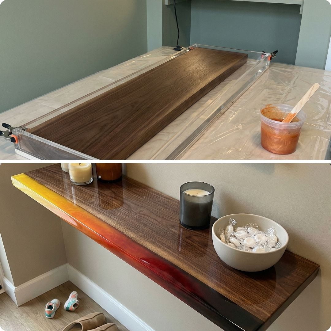 Walnut Epoxy Floating Shelf
